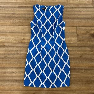Alyx Blue & White Diamond Pattern Midi Dress, Sz 6